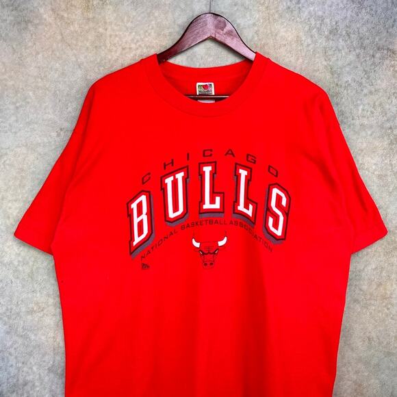 Vintage 90s Chicago Bulls NBA T Shirt Sz XL Red Basketball Pro Player - Picture 2 of 8